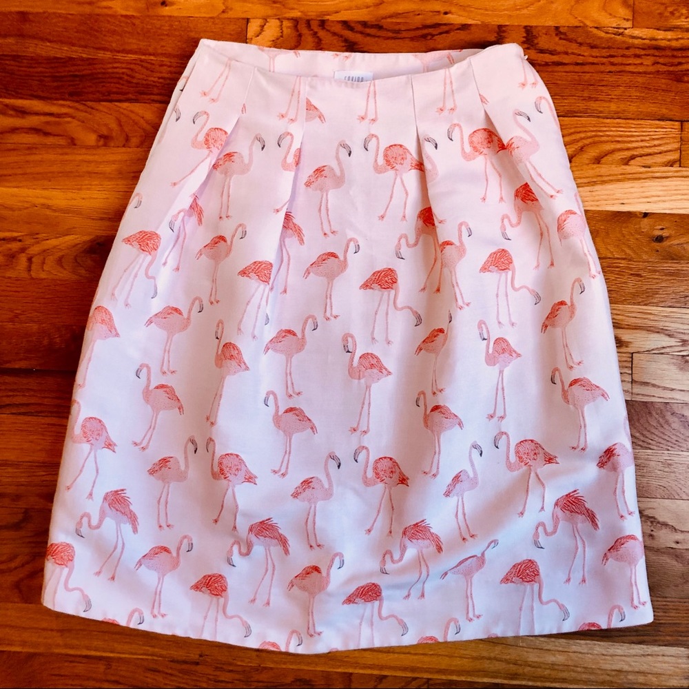 ASOS Flamingo Print MIDI a-line skirt w. Pockets